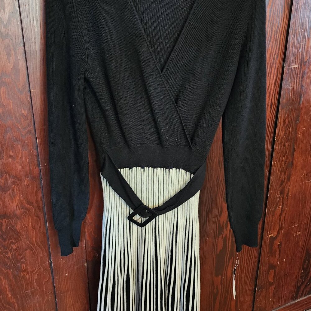 Robbie Bee Sweater Dress Long Sleeve Belted Pleated Skirt NWT - Picture 2 of 4